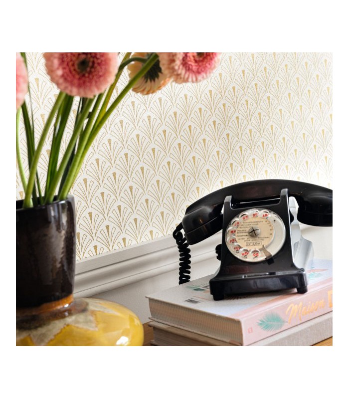 Papier peint Abundance BEIGE DORÉ - Collection Élégance - CASELIO - Réf. ELC105300010