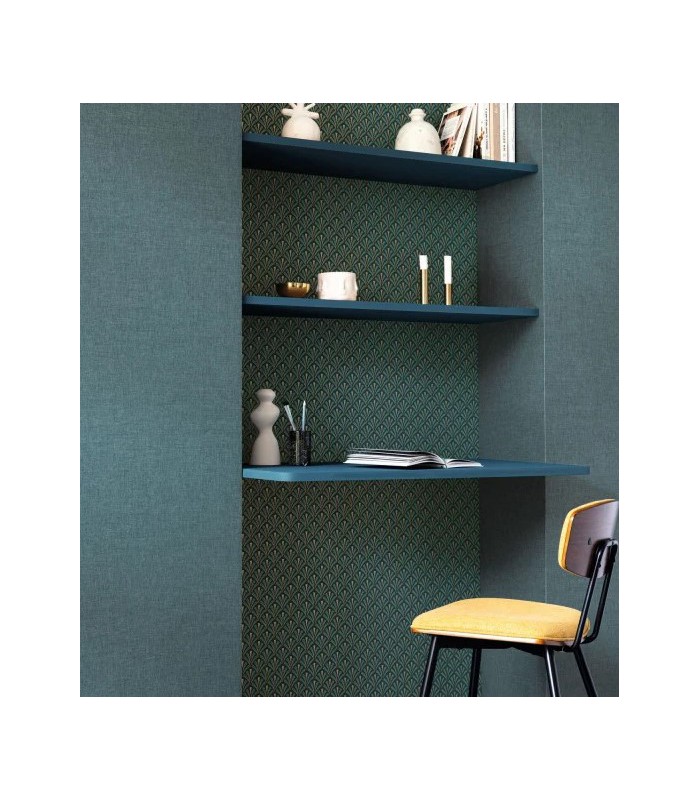 Papier peint Abundance BLEU CANARD DORÉ - Collection Élégance - CASELIO - Réf. ELC105306127