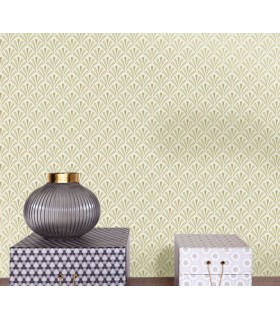 Papier peint Abundance VERT AMANDE DORÉ - Collection Élégance - CASELIO - Réf. ELC105307026
