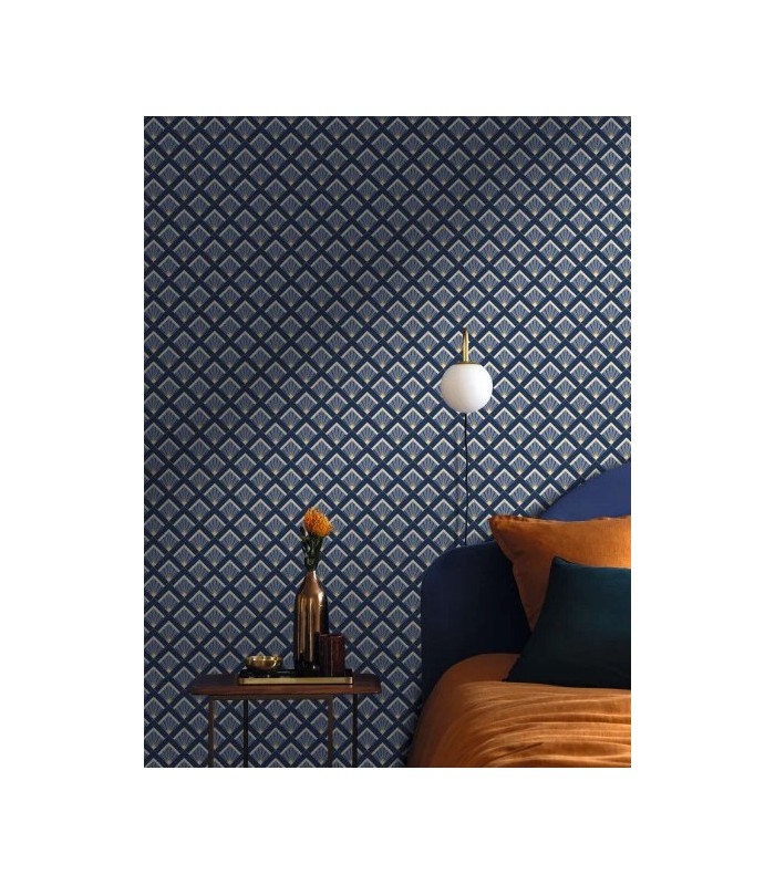 Papier peint Effervescence BLEU OUTRE-MER DORÉ - Collection Élégance - CASELIO - Réf. ELC105316060