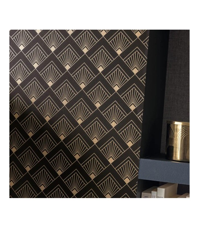 Papier peint Effervescence NOIR DORÉ - Collection Élégance - CASELIO - Réf. ELC105319000