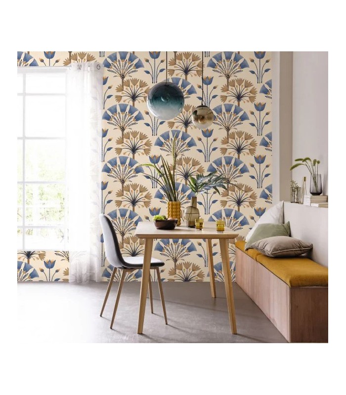 Papier peint Majestic BLEU OUTRE-MER - Collection Élégance - CASELIO - Réf. ELC105276142