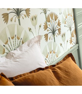 Papier peint Majestic VERT AMANDE DORÉ - Collection Élégance - CASELIO - Réf. ELC105277029