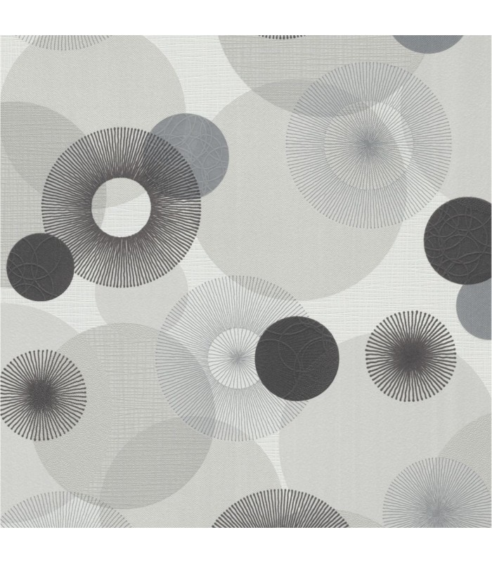 Papier peint vinyle expansé motif Circle gris et blanc Erismann 10116-34