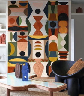 Papier peint panoramique Modelage Terracotta Sable Casamance 75564180 - 204 x 300 CM
