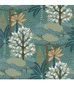Papier peint intissé tropical Marakanda Casamance anthracite et grenat 75380304