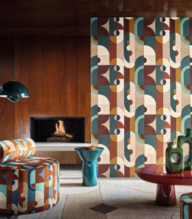 Papier Peint Vinyle sur Intissé Vassily Cyprès – Mouvements de Casamance - réf. 75990100