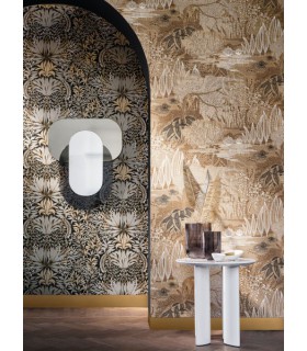 Papier peint intissé Jasmin grège vert argile – Casamance 75680100