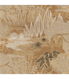 Papier Peint Intissé Jasmin Grège/ Vert Argile – Square Jasmin de Casamance - réf. 75680100