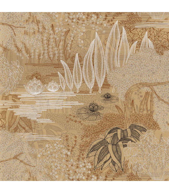 Papier peint intissé Jasmin grège vert argile – Casamance 75680100