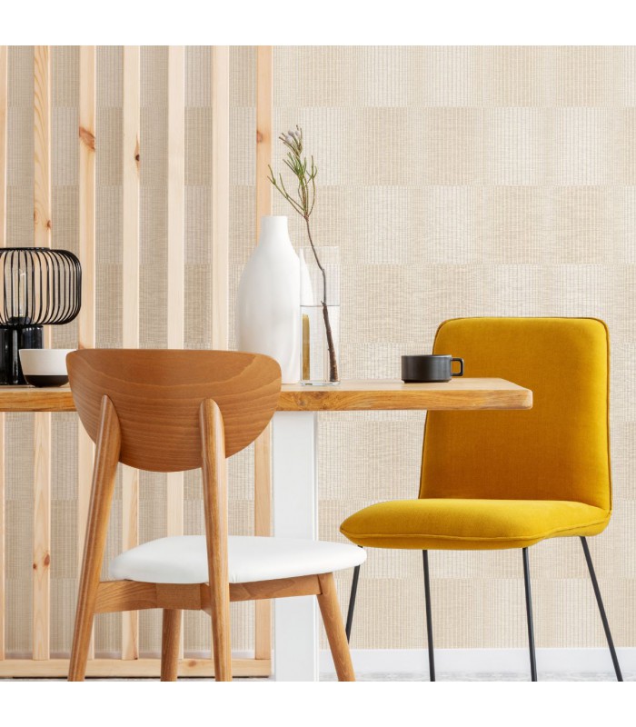 Papier peint vinyle grainé damier beige sur intissé Erismann 10214-14