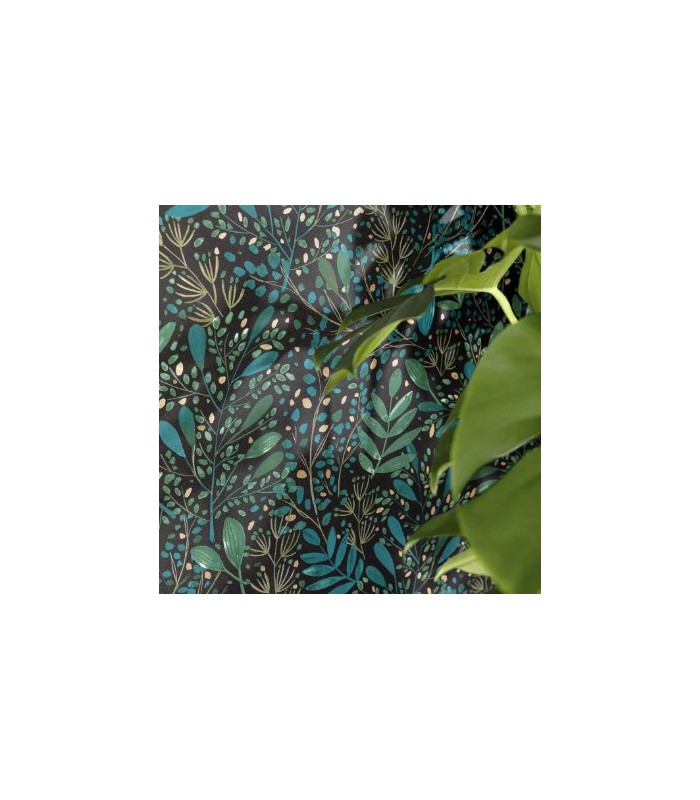 Papier peint Joy Vert Bleu et Or sur Fond Noir - Collection Green Life 2 - CASELIO - Réf.  GNL2101697692