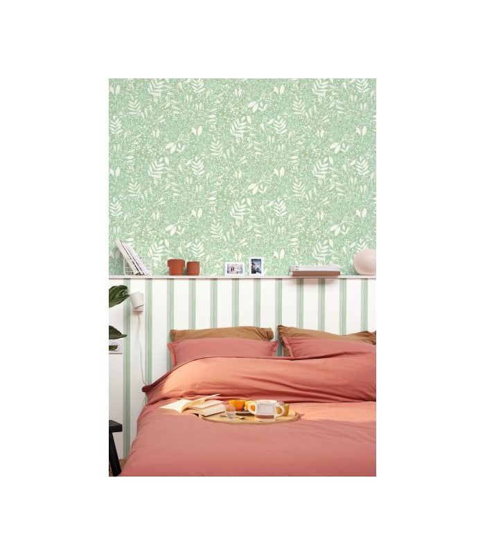 Papier peint Satisfaction Vert d'Eau Et Or - Collection Green Life 2 - CASELIO - Réf.  GNL2105350708