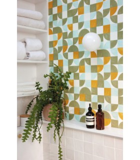 Papier peint Hapiness Vert kaki et Orange - Collection Green Life 2 - CASELIO - Réf.  GNL2105360387