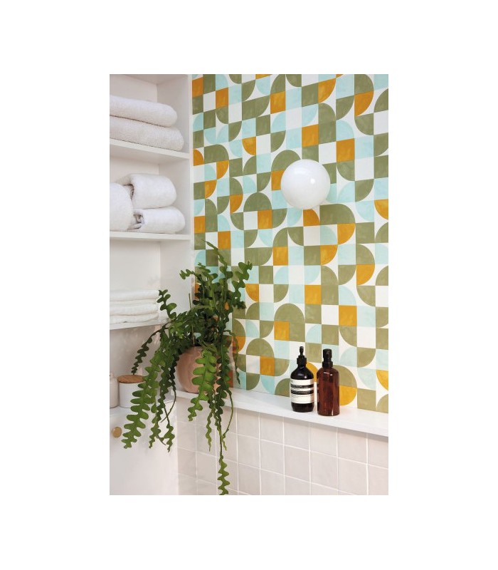 Papier peint Hapiness Vert kaki et Orange - Collection Green Life 2 - CASELIO - Réf.  GNL2105360387