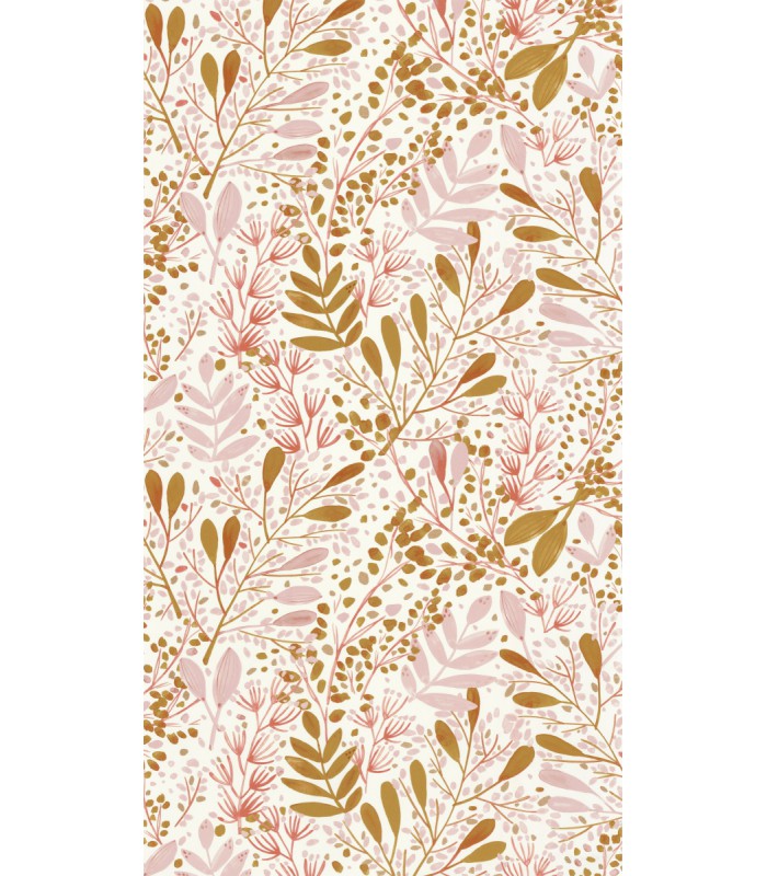 Papier peint Joy Rose Or sur Fond Blanc - Collection Green Life 2 - CASELIO - Réf.  GNL2101694002