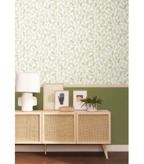 Papier peint Bliss Blanc et Vert mousse - Collection Green Life 2 - CASELIO - Réf.  GNL2105380755