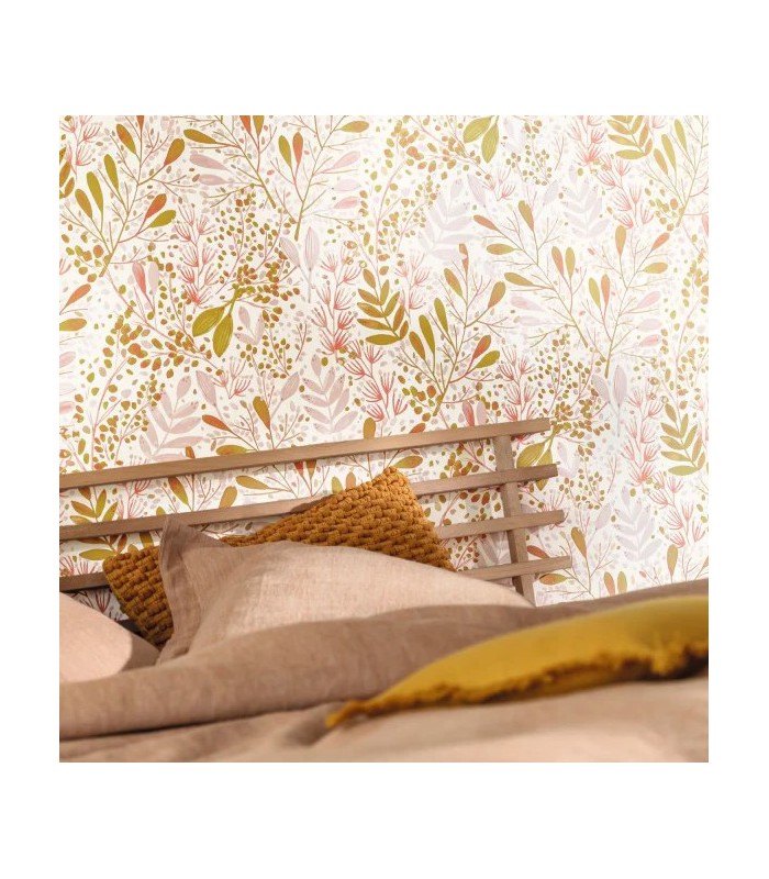 Papier peint Joy Rose Or sur Fond Blanc - Collection Green Life 2 - CASELIO - Réf.  GNL2101694002