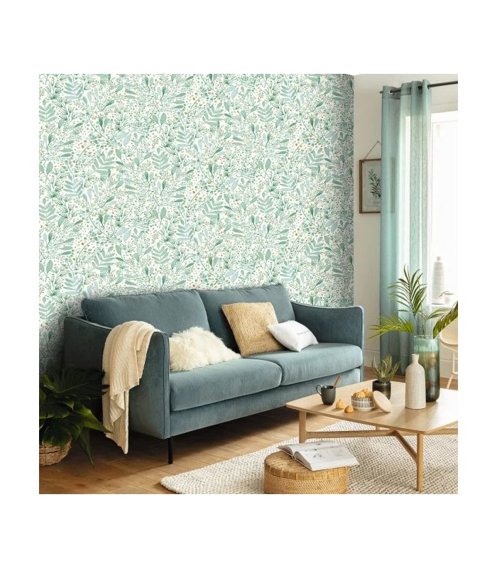 Papier peint Joy Vert d'Eau Bleu grisé et Or - Collection Green Life 2 - CASELIO - Réf.  GNL2101697620