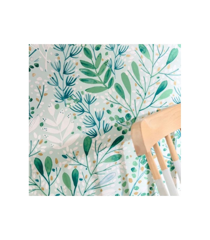 Papier peint Joy Bleu et Or sur Fond Vert d'Eau - Collection Green Life 2 - CASELIO - Réf.  GNL2101697672