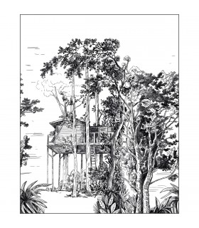 Papier peint Panoramique Garden Shed Noir - 200x250cm - Collection Green Life 2 - CASELIO - Réf.  GNL2105420905