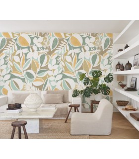 Papier peint Panoramique PLACE DES LICES BLEU-OLIVE, format S - Collection Échappée Belle - CASADECO - Réf.ECHA89883716