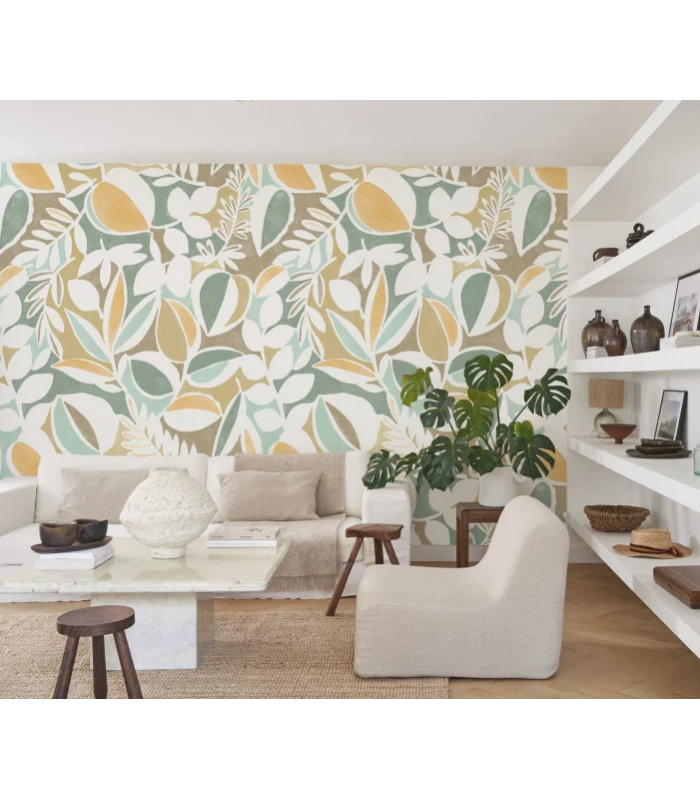 Papier peint Panoramique PLACE DES LICES BLEU-OLIVE, format L - Collection Échappée Belle - CASADECO - Réf.ECHA89883718