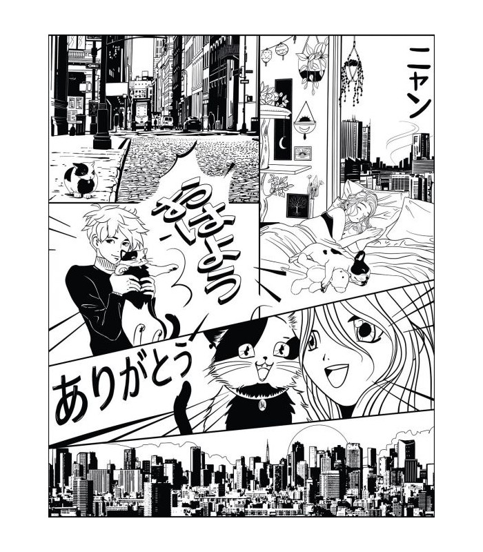 Panoramique LE MONDE DU MANGA NOIR S 200x250 - Collection LES MINIS MONDES - CASELIO - Réf. MNM105849005