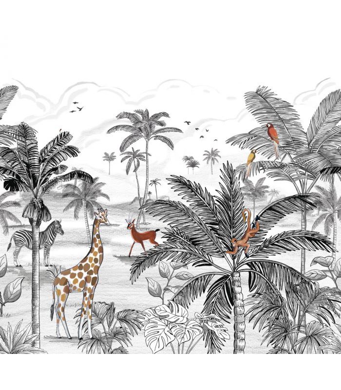 Panoramique LE MONDE DE LA JUNGLE NOIR M 300x280 - Collection LES MINIS MONDES - CASELIO - Réf. MNM105789008