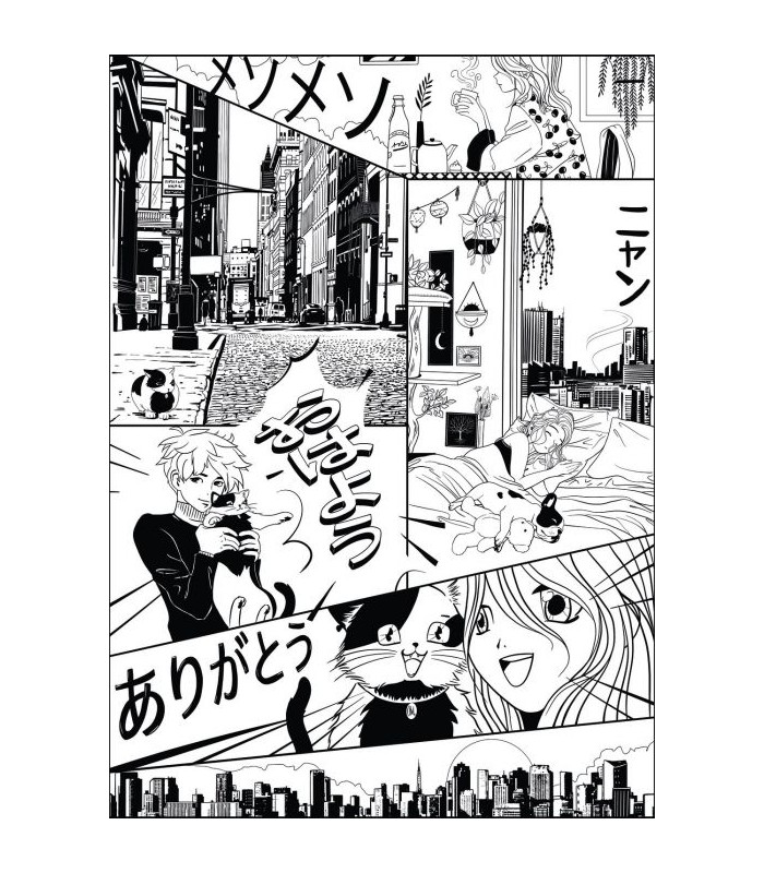 Panoramique LE MONDE DU MANGA NOIR M 200x280 - Collection LES MINIS MONDES - CASELIO - Réf. MNM105849003