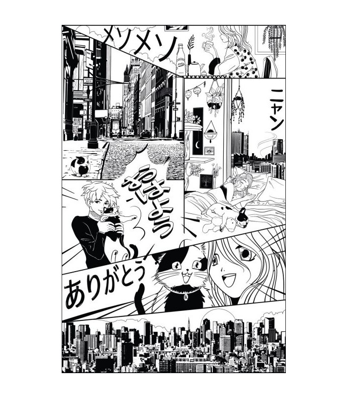 Panoramique LE MONDE DU MANGA NOIR L 200x310 - Collection LES MINIS MONDES - CASELIO - Réf. MNM105849004