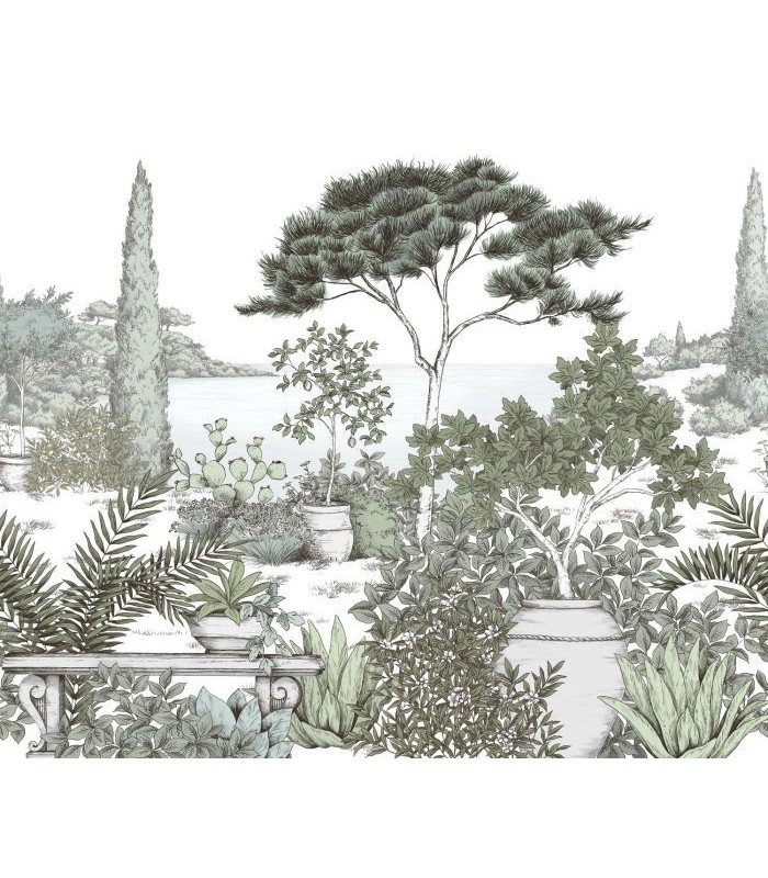 Panoramique A L'OMBRE DES PINS S Vert Eucalyptus 300x250 - Collection WONDERWALLS 2 - CASADECO - Réf. WDWD200017607