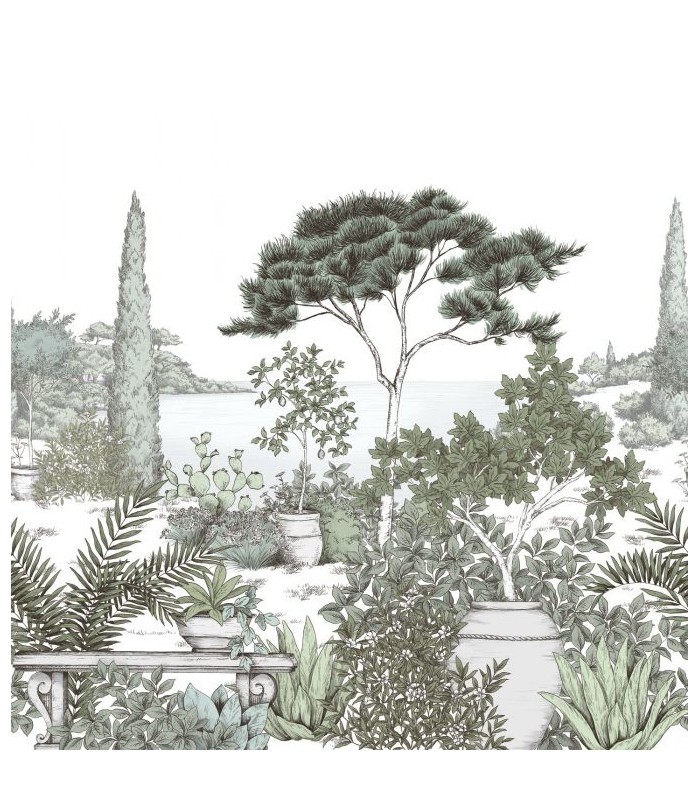 Panoramique A L'OMBRE DES PINS L Vert Eucalyptus 300x310 - Collection WONDERWALLS 2 - CASADECO - Réf. WDWD200017609