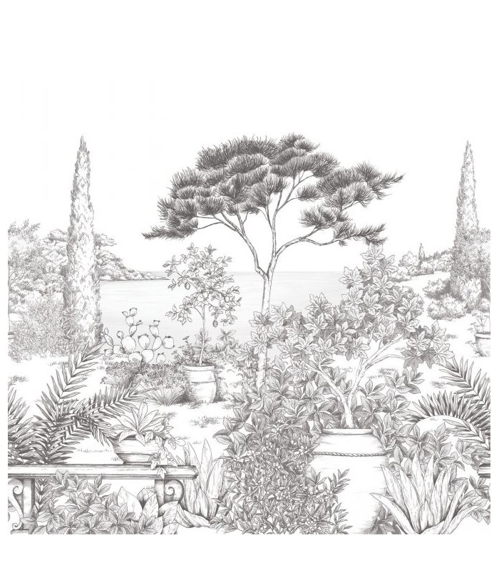 Panoramique A L'OMBRE DES PINS L Noir Fusain 300x310 - Collection WONDERWALLS 2 - CASADECO - Réf. WDWD200019809