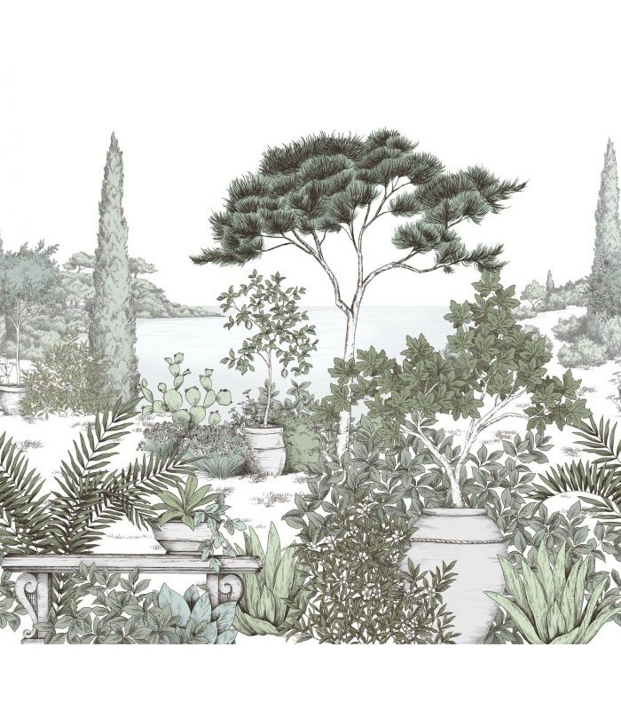 Panoramique A L'OMBRE DES PINS M Vert Eucalyptus 300x280 - Collection WONDERWALLS 2 - CASADECO - Réf. WDWD200017608