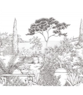 Panoramique A L'OMBRE DES PINS M Noir Fusain 300x280 - Collection WONDERWALLS 2 - CASADECO - Réf. WDWD200019808