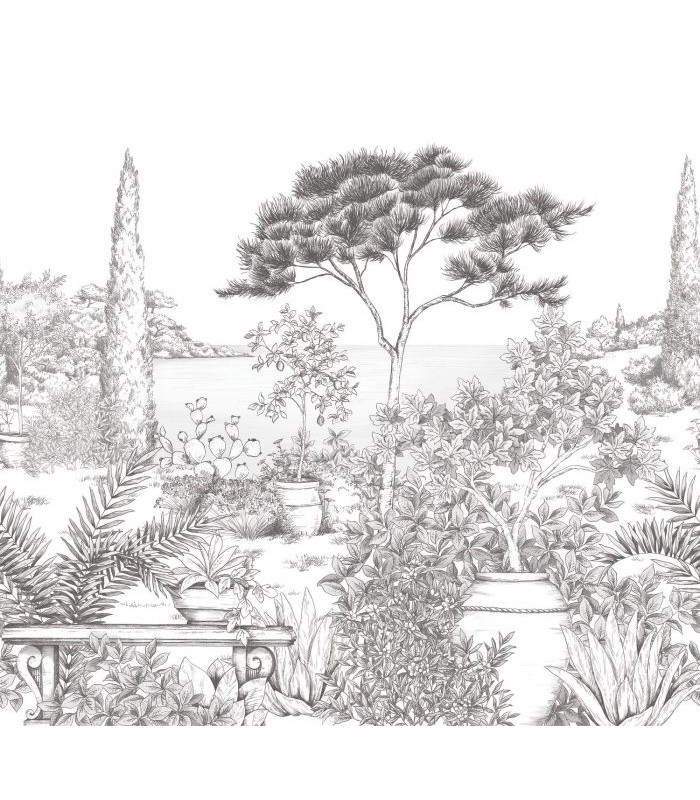 Panoramique A L'OMBRE DES PINS M Noir Fusain 300x280 - Collection WONDERWALLS 2 - CASADECO - Réf. WDWD200019808