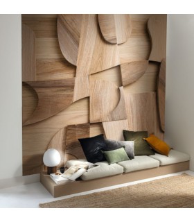 Panoramique MARQUETRY MARRON S 212 x 250 - Collection RELIEFS - CASELIO - Réf. RLF106192025