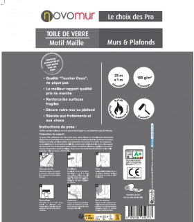 Toile de verre à peindre maille 100g/m² - 25M x 1M