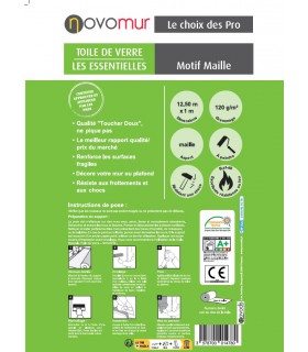 Toile de verre à peindre maille 120g/m² Novomur - 12,5M/25 M