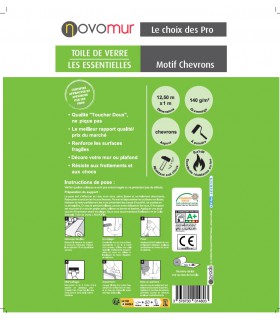 Toile de verre à peindre Chevrons 140g/m² Novomur - 12,5M/25M