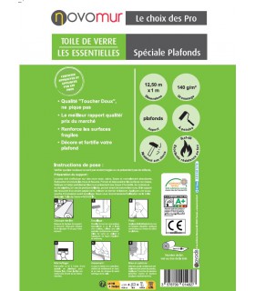 Toile de verre à peindre spéciale Plafonds 140g/m² Novomur - 12,5M/25M