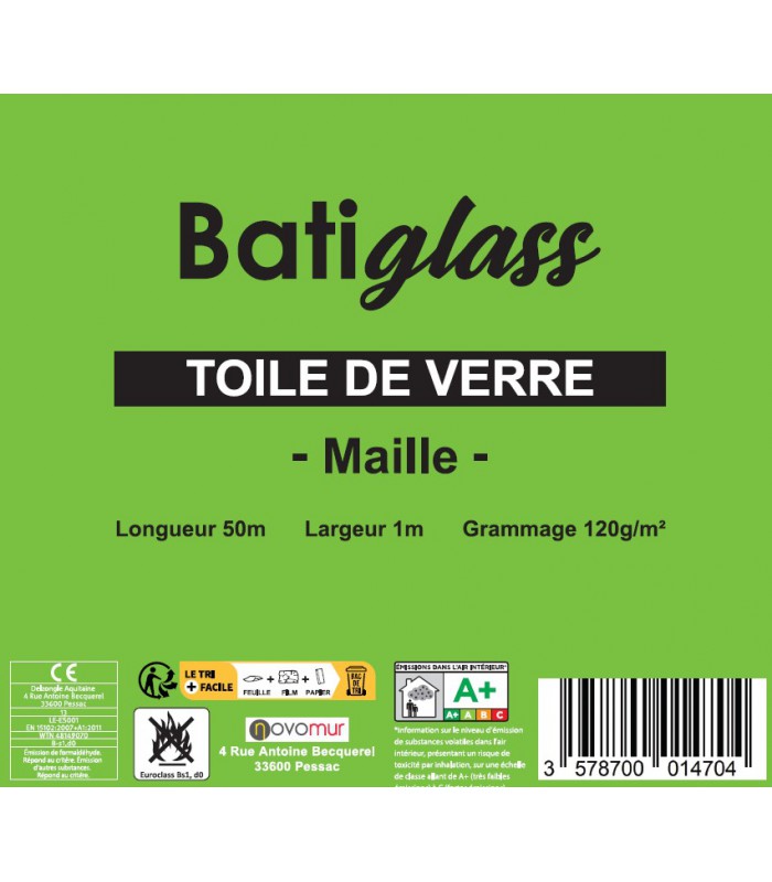 Toile de verre à peindre motif maille 120-140g/m² Batiglass- 50Mx1M