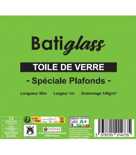 Toile de verre à peindre spéciale plafond 140g/m² Batiglass - 50Mx1M