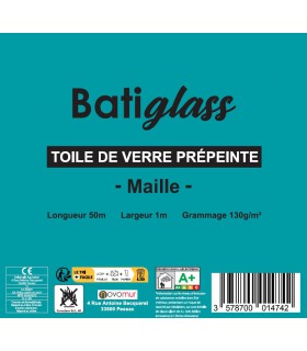 Toile de verre prépeinte mailles 130g/m² Novomur 50Mx1M