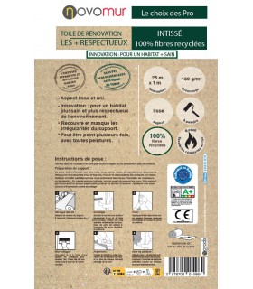 Toile de rénovation ECO GREEN aspect lisse 130g/m² - 25m x 1m