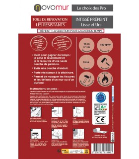 Toile de rénovation prépeinte lisse 180 g/m² 15 m x 1 m