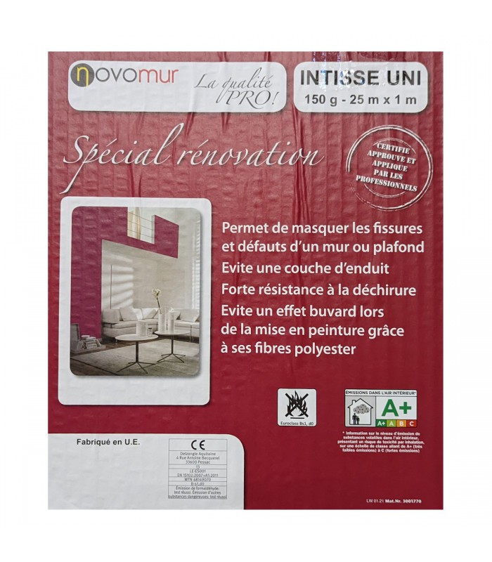 Novomur Toile de rénovation Intissé uni 150g 25m x 1m