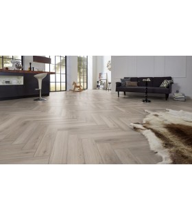 Kronotex Parquet Stratifié Chevron Herringbone - Chêne Silver D3773 - 665 x 133 x 8 mm