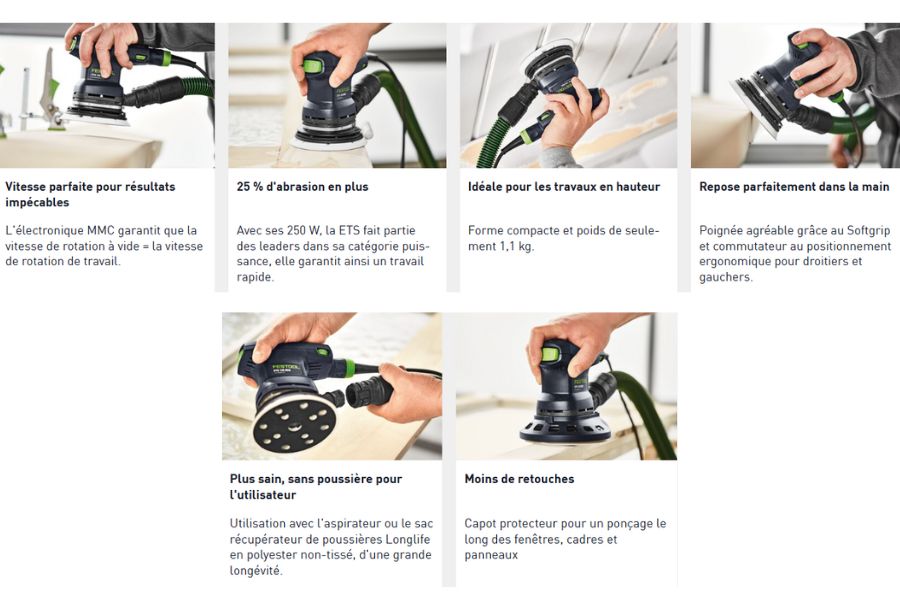 Uilisation Festool Ponceuse excentrique ETS 125 REQ-Plus